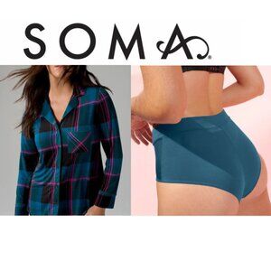 NWT Soma Shorty + COOL NIGHTS Notch Collar Long Sleeve Top Set